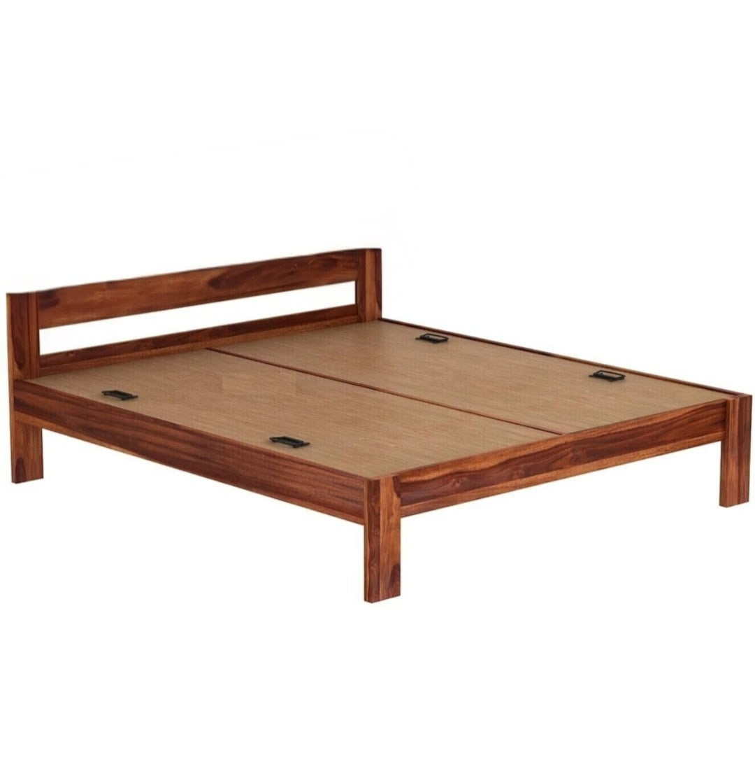 Rosy wooden bed without storage king size
