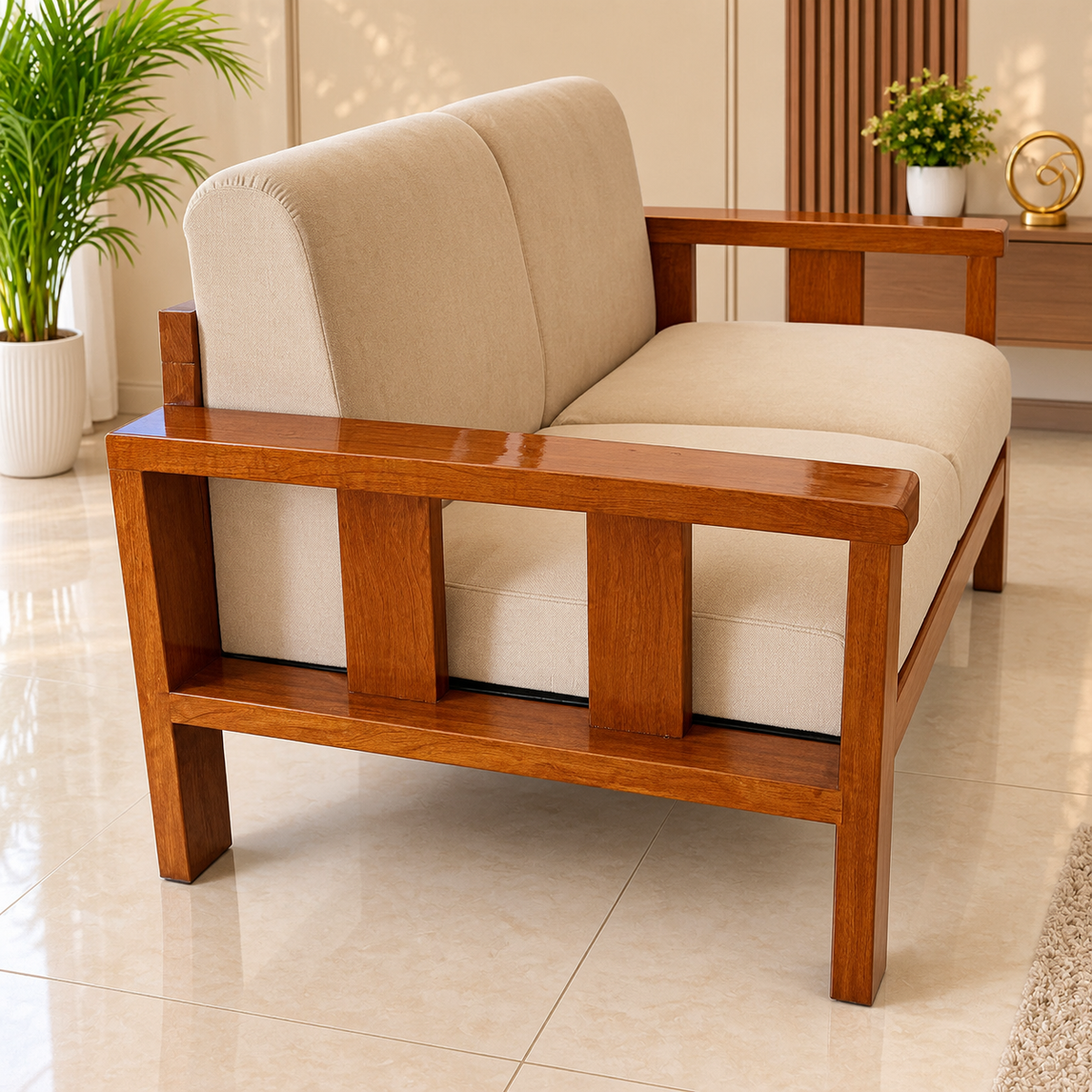 Straight Handle 5 Seater Sofa With Center Table