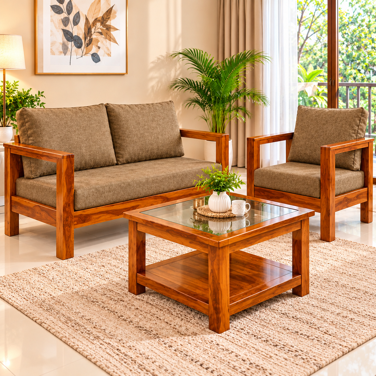 The Simple 3 Seater Sofa With Center Table