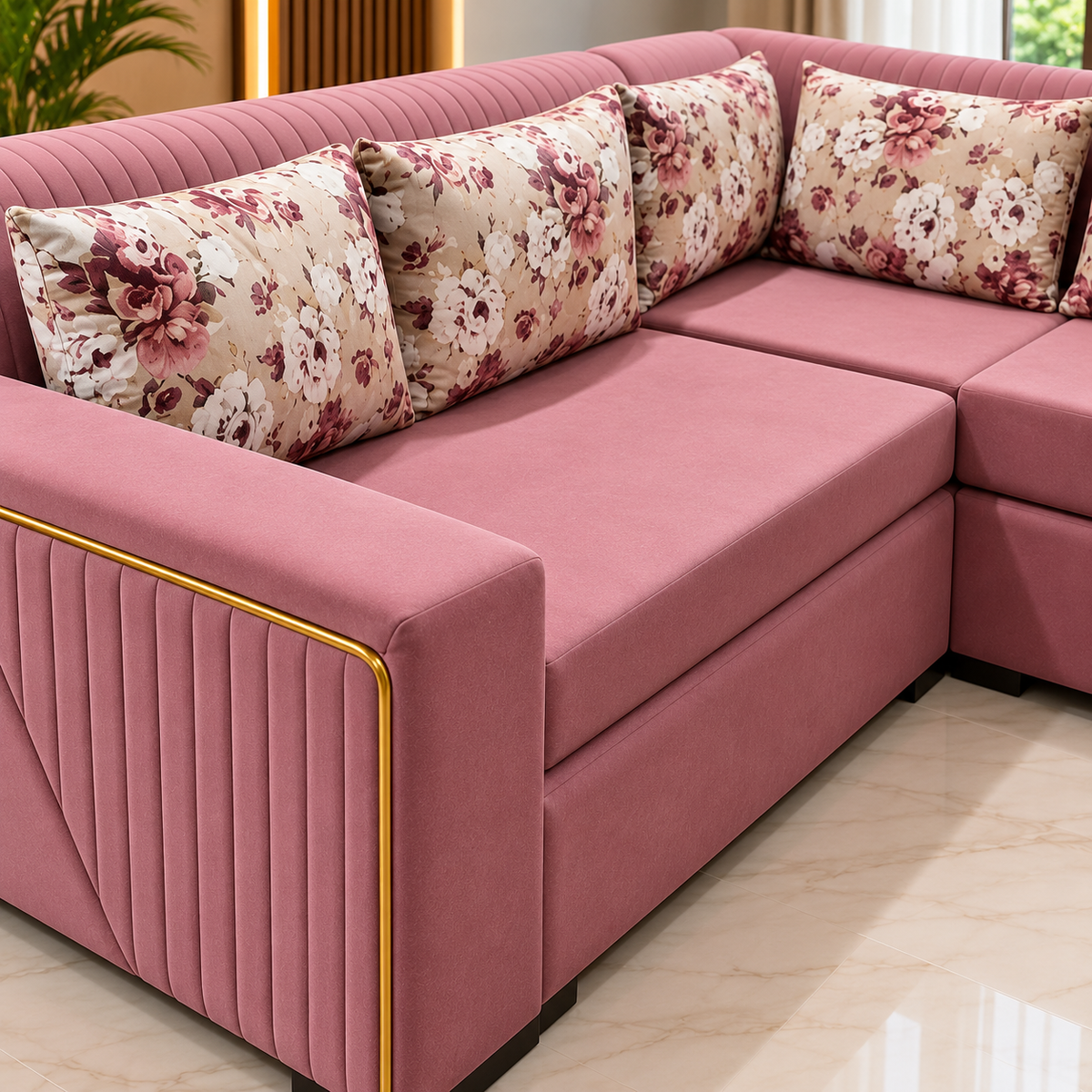 Rosé Royale L-Shape Sofa
