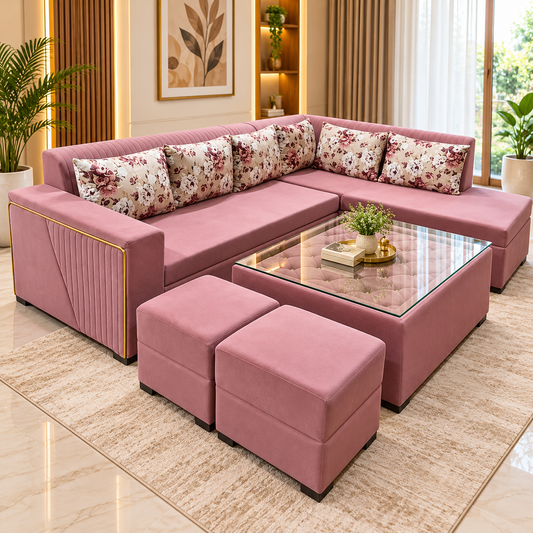 Rosé Royale L-Shape Sofa