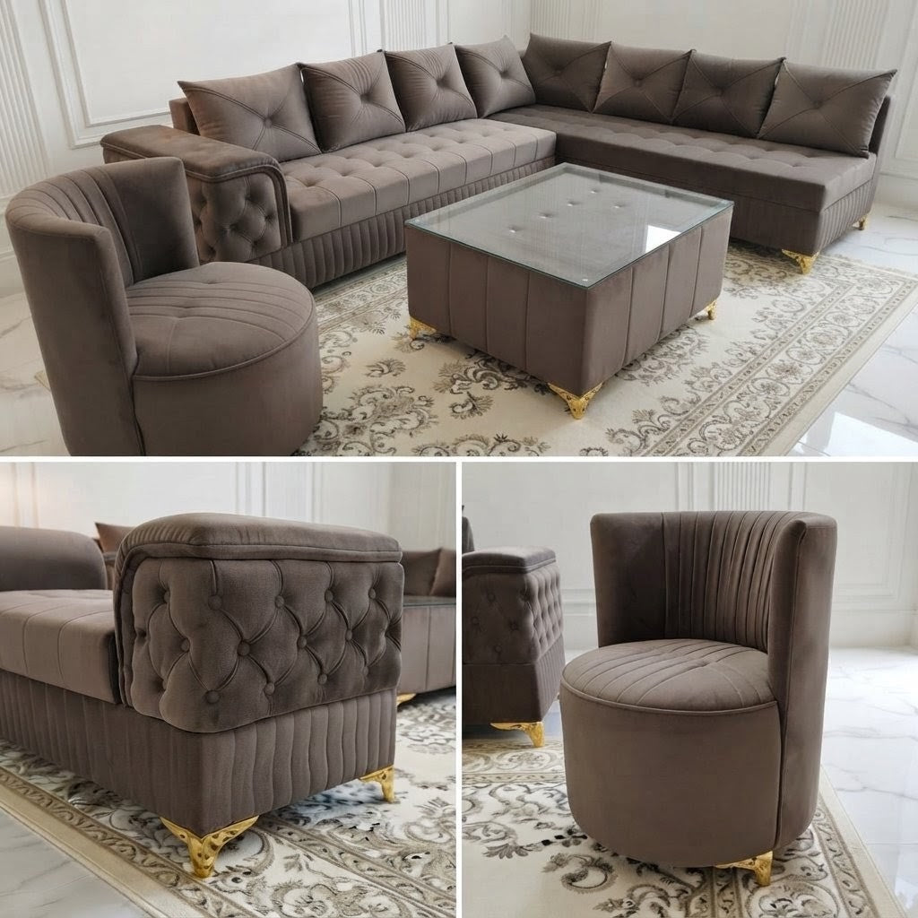 The Grand Palais Complete L Sofa Set (Includes FREE Matching Center Table)