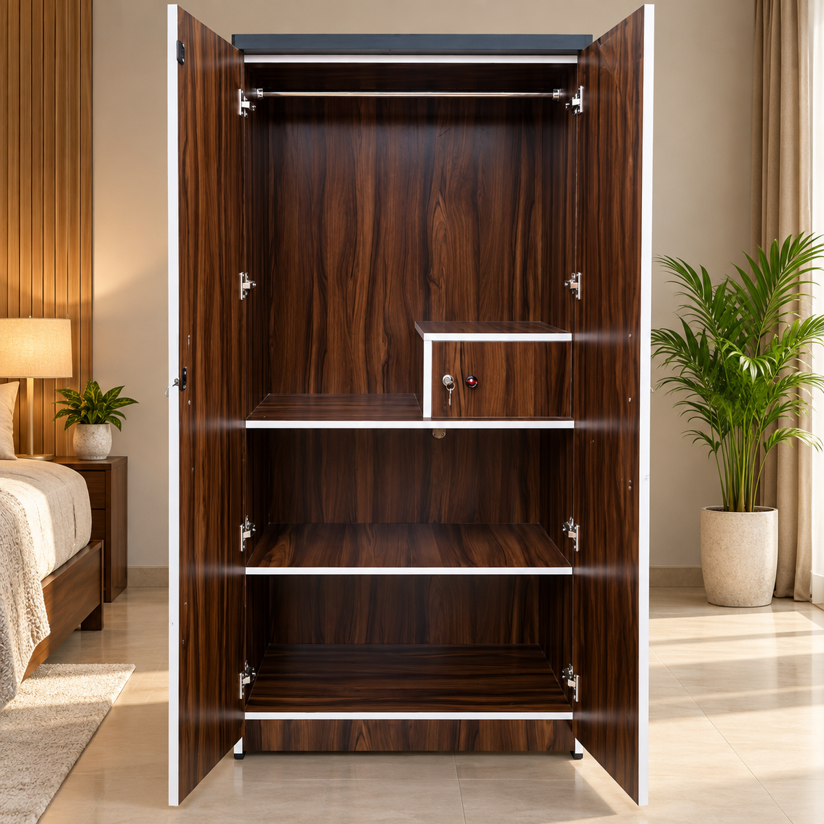Walnut Finish Two-Door Storage