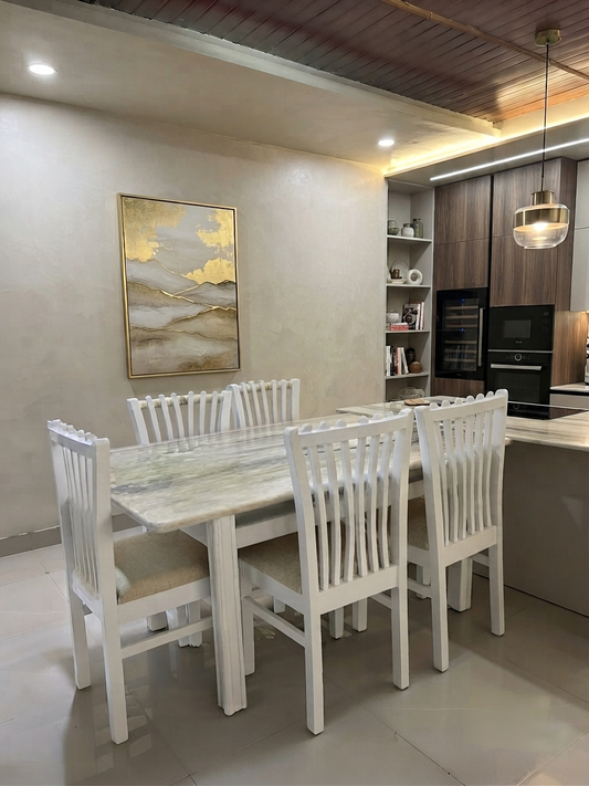 Serenade White & Marble 6 Seater Dining set