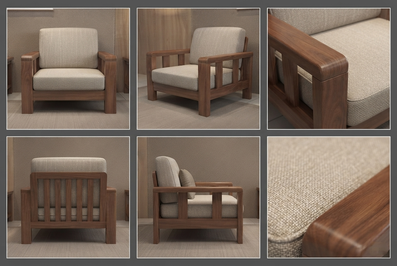 Jade Horizon 5 Seater Solid Wood Sofa With Center Table