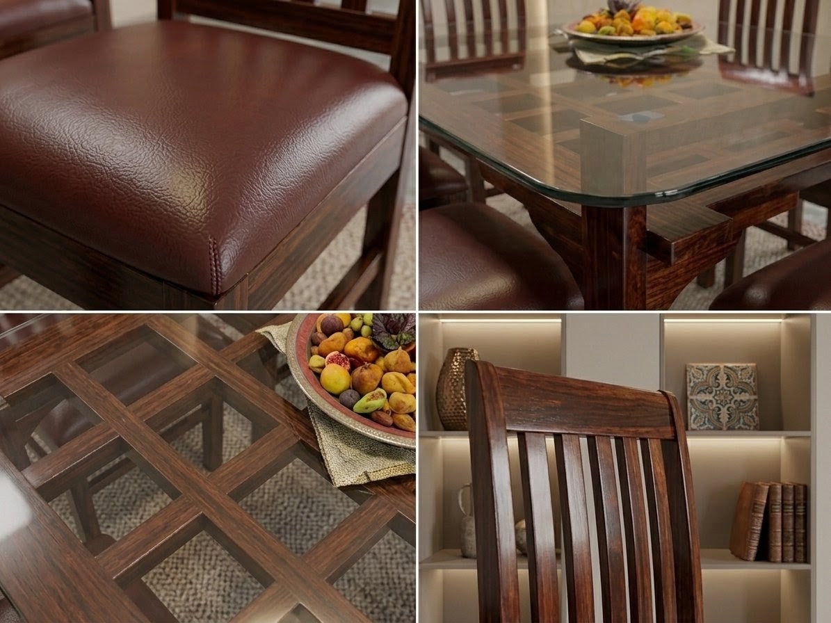 Verona Glass-Top 6 Seater Dining set