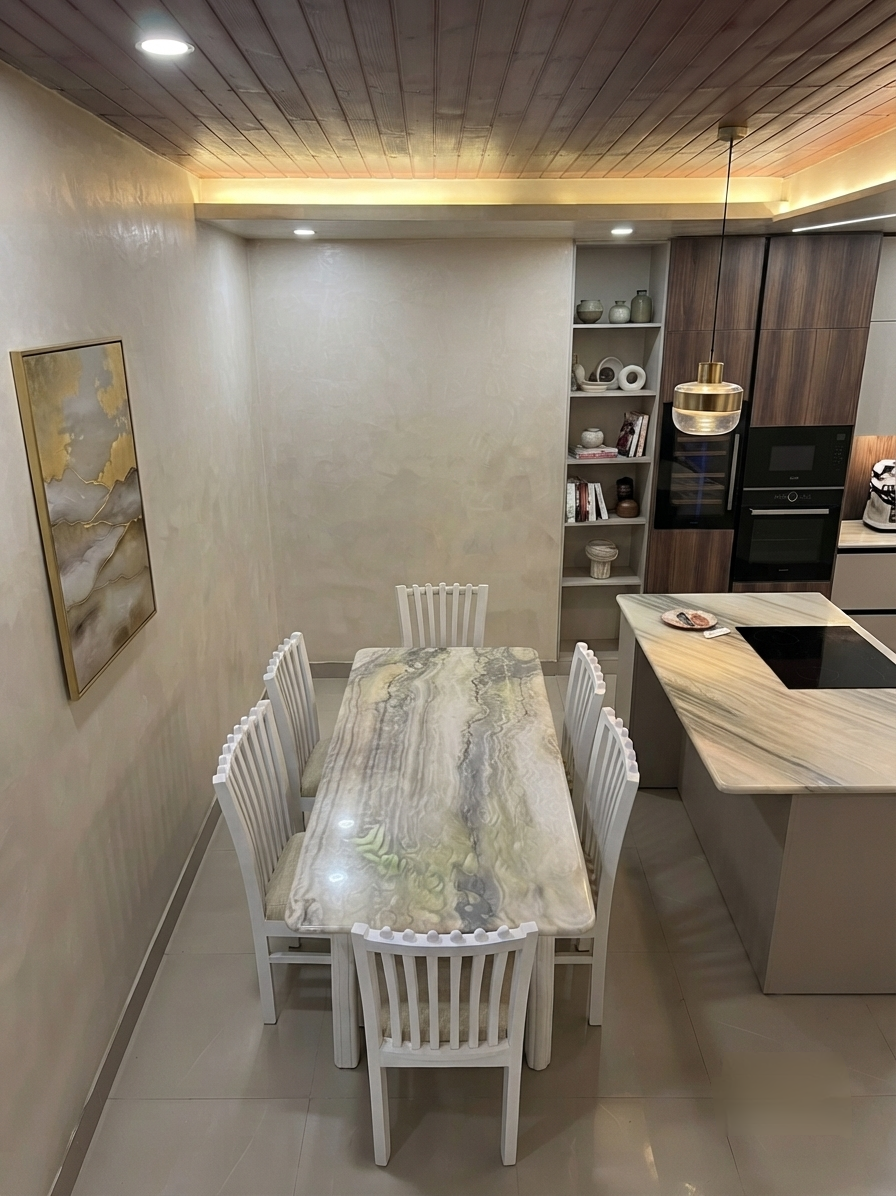 Serenade White & Marble 6 Seater Dining set