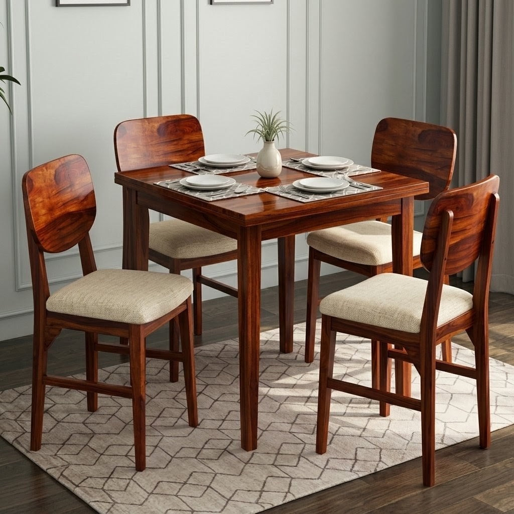 Round Top Chair Dining 4 Seater Set