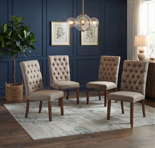 Wood top 4 Seater Warm Hearth Tufted Chairs