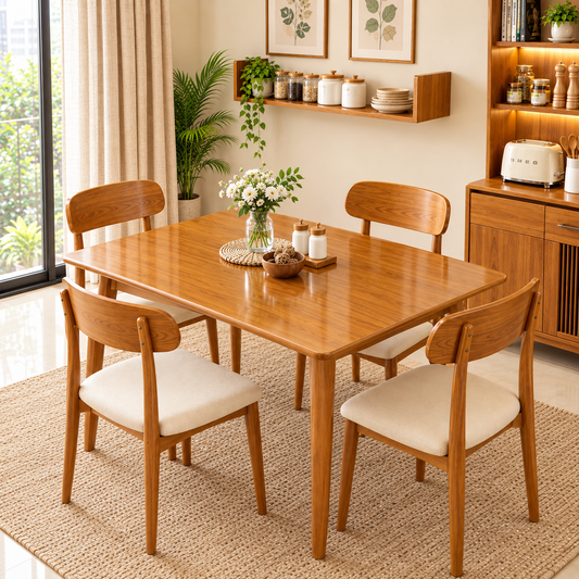 Round Top Chair Dining 4 Seater Set