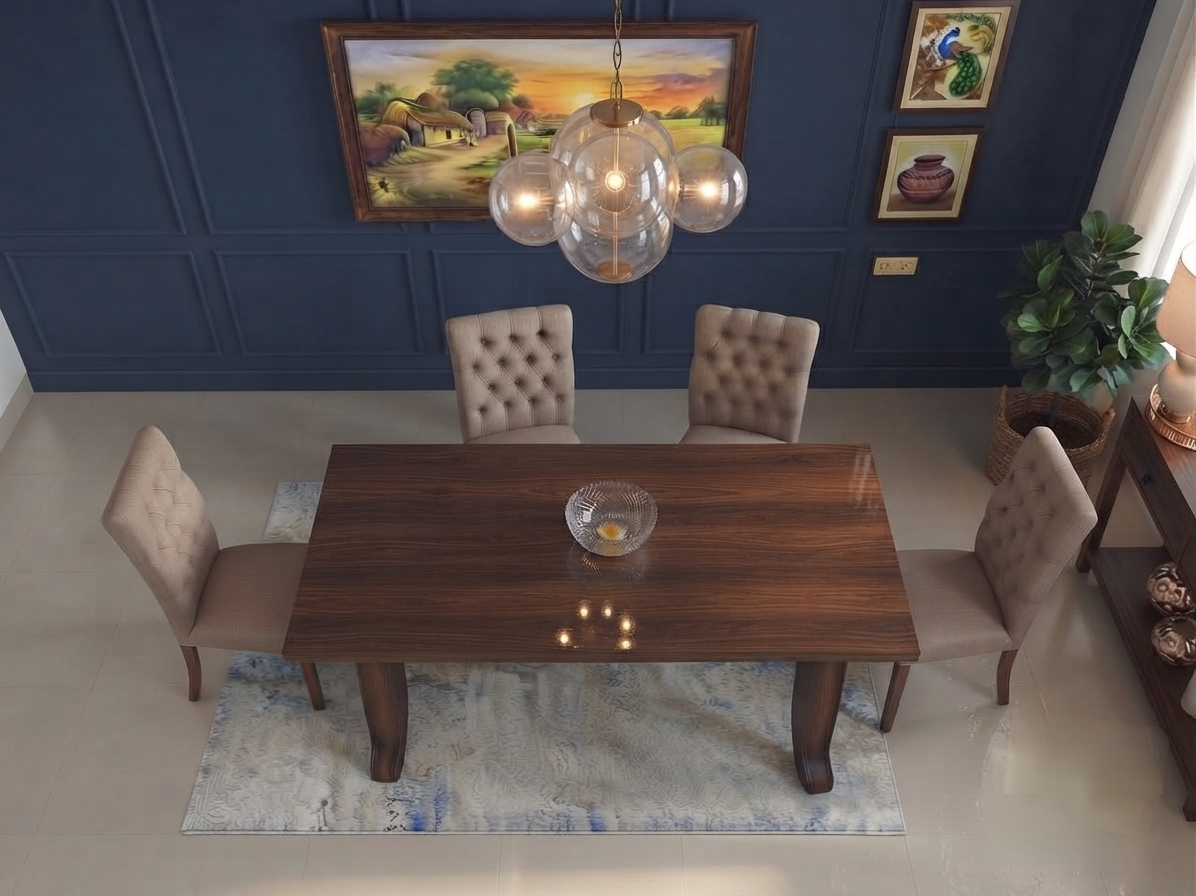 Wood top 4 Seater Warm Hearth Tufted Chairs