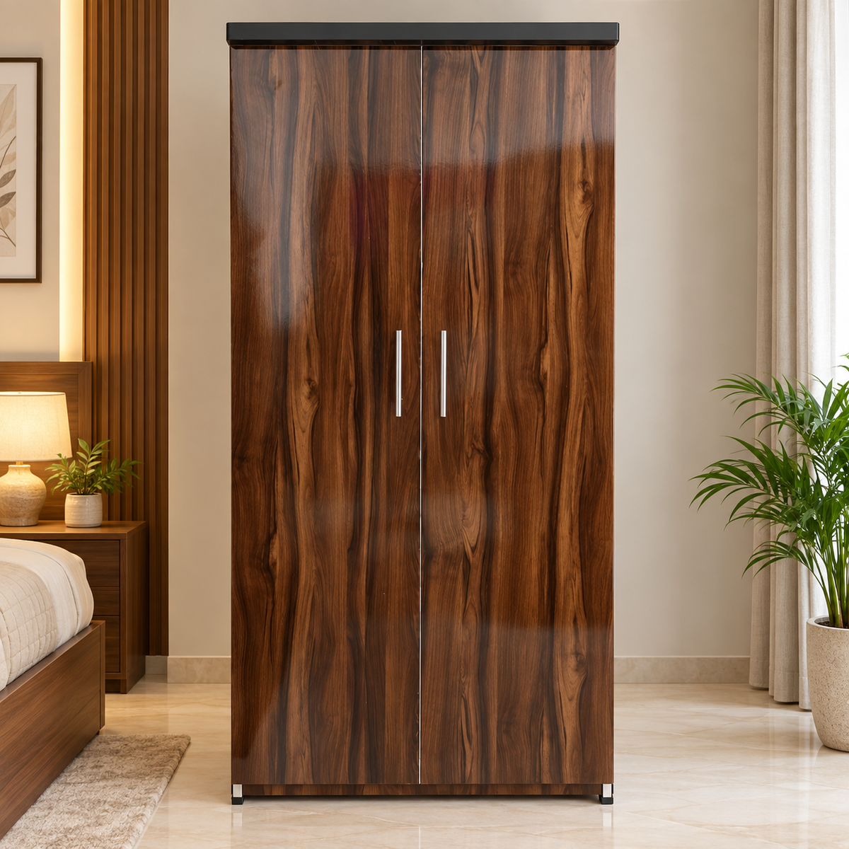 Walnut Finish Two-Door Storage