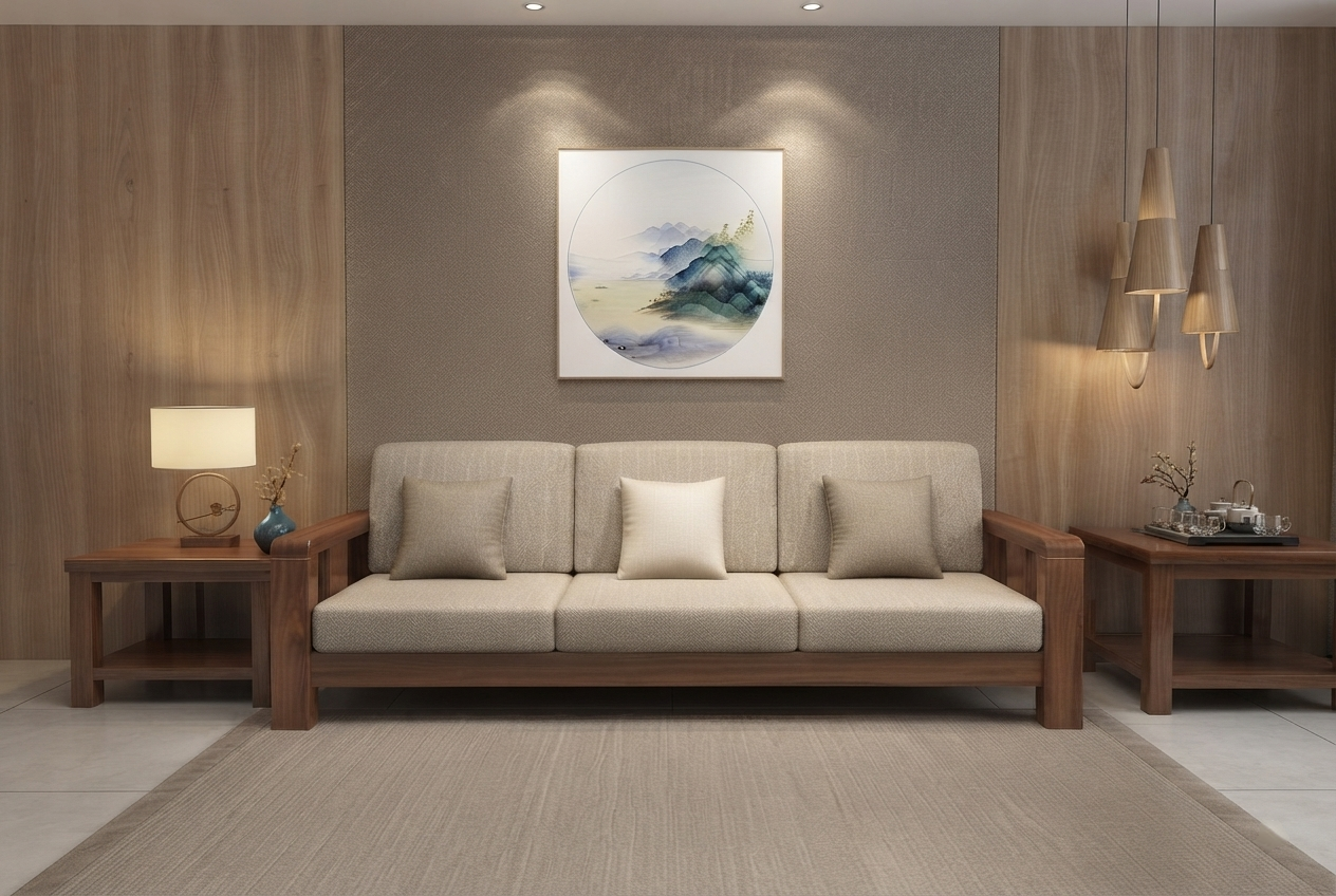 Jade Horizon 5 Seater Solid Wood Sofa With Center Table