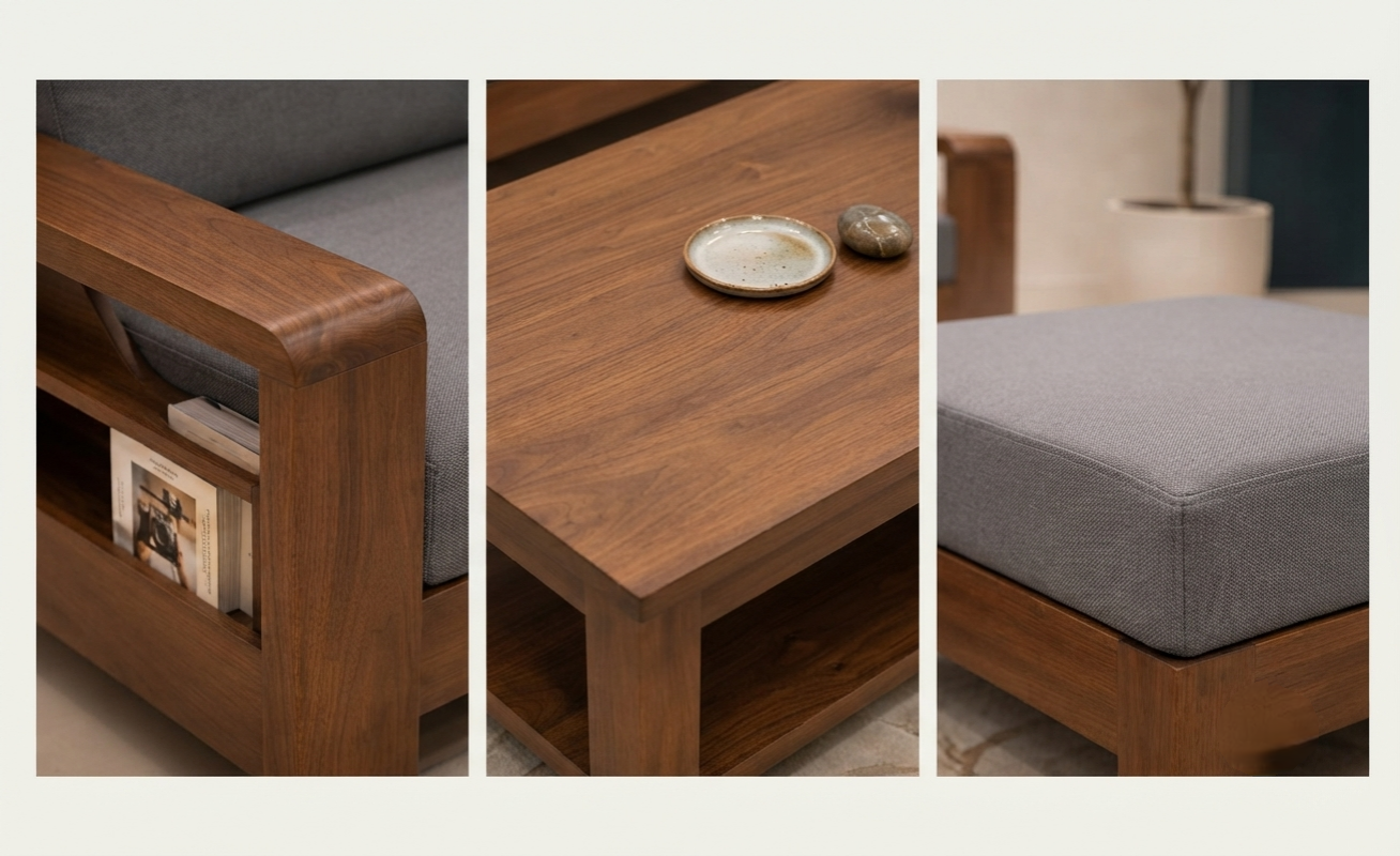 5 Seater Solid Wood Sofa With (Free) Center Table