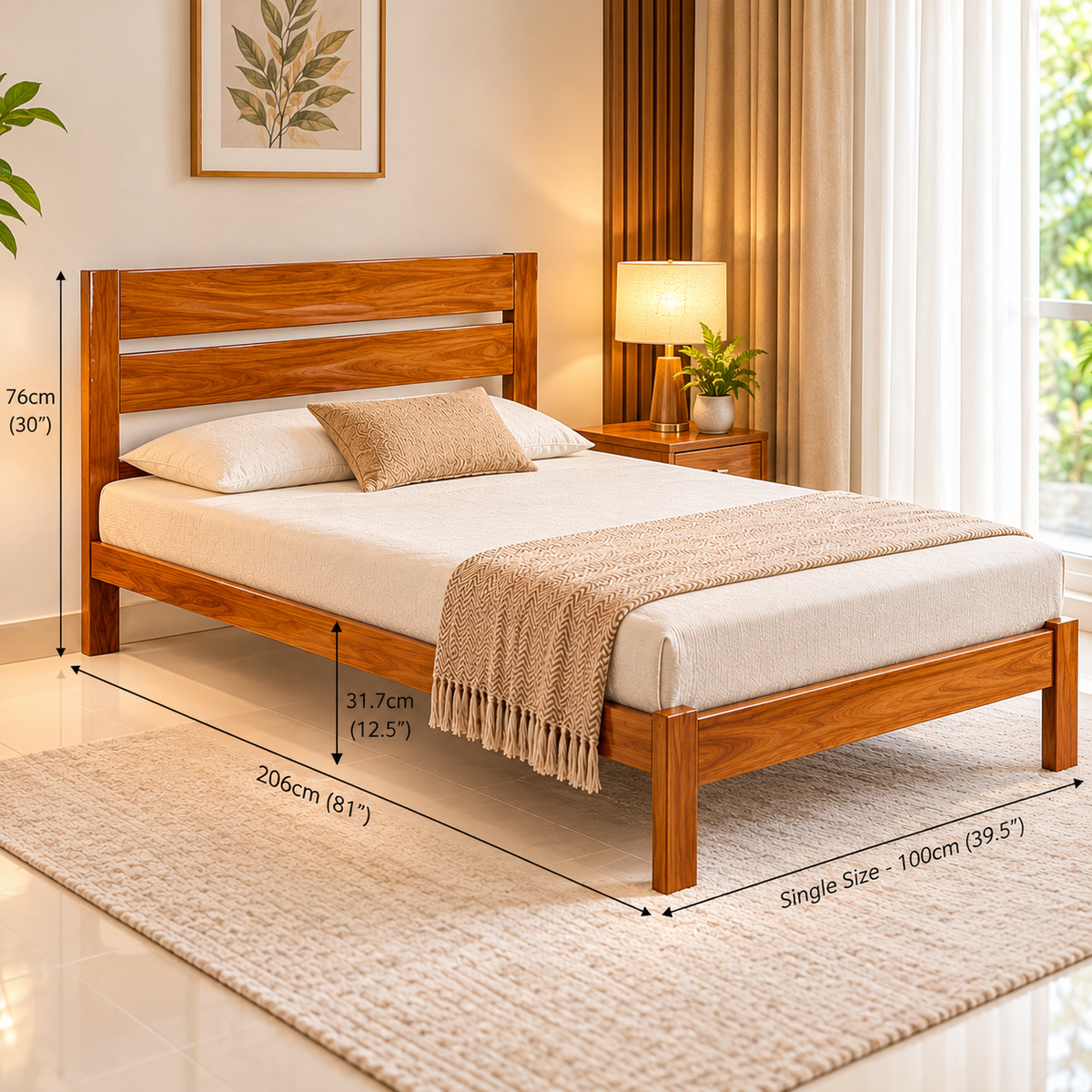 Single Solid Wooden Bed
